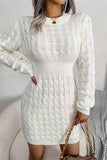 peopleterritory Fashion Casual Solid Patchwork O Neck Long Sleeve Dresses YR0240