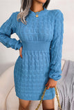 peopleterritory Fashion Casual Solid Patchwork O Neck Long Sleeve Dresses YR0240