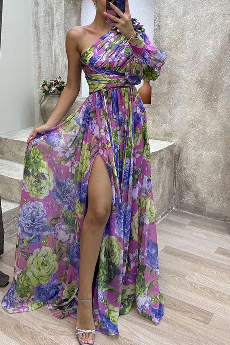peopleterritory Elegant Floral Slit Evening Dress Dresses RH8524