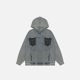 Territory Denim Jeans Patch Pockets Hoodie