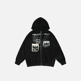 Territory Y2K Retro Patches Letter Print Hoodie