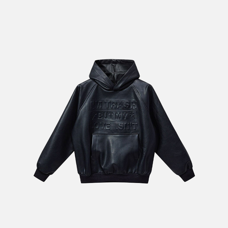 Territory Oversized Embossed Letter Print Hoodie