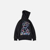 Territory Retro Graffiti Bear Print Hoodie