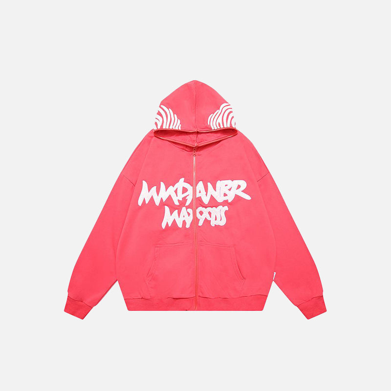 Territory Y2k Letter Print Zip-up Hoodie