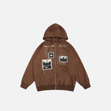 Territory Y2K Retro Patches Letter Print Hoodie