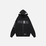Territory Embroidery Letter Print Zip-up Hoodie
