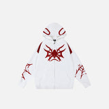 Territory Y2K Spider Embroidery Zip-Up Hoodie