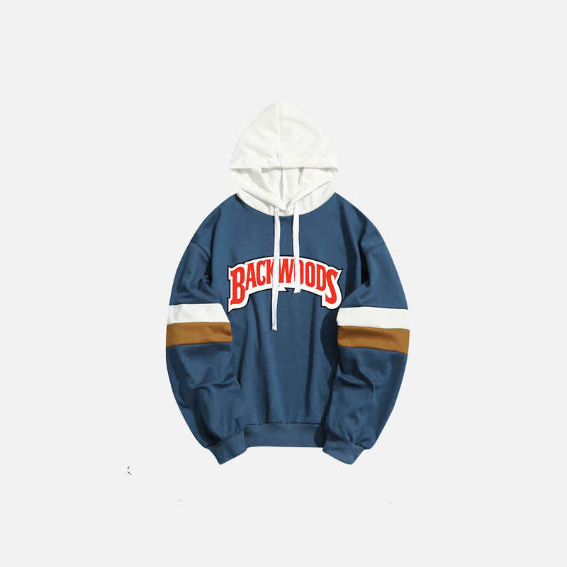 Territory Backwoods Letter Print Patchwork Hoodie