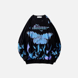 Territory Butterfly Blue Flames Print Sweatshirt