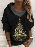 peopleterritory Christmas Tree Pattern Drawstring Hoodie PE5201