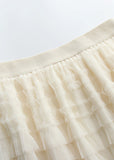 peopleterritory Art Beige Elastic Waist Tulle Maxi Cake Skirts Summer TY1087