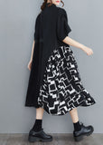 peopleterritory Art Black Asymmetrical Patchwork Cotton Shirt Dress Summer LY1543