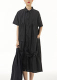 peopleterritory Black Peter Pan Collar Cozy Vacation Long Dresses LY1191