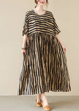 peopleterritory Black Striped Patchwork Wrinkled Maxi Dresses Summer TQ1002
