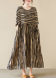 peopleterritory Black Striped Patchwork Wrinkled Maxi Dresses Summer TQ1002