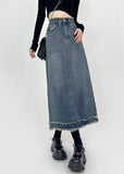 peopleterritory Boho Denim Blue Patchwork High Waist Maxi Skirts Summer TY1029