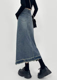 peopleterritory Boho Denim Blue Patchwork High Waist Maxi Skirts Summer TY1029