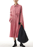 peopleterritory Boho Pink Ruffled Patchwork Cotton Shirts Dresses Spring LY1171