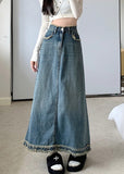 peopleterritory Boutique Blue Pockets Patchwork Maxi Skirt Summer TY1067