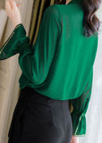 peopleterritory Boutique Green Ruffled Patchwork Chiffon Shirts Two Pieces Spring LY0374