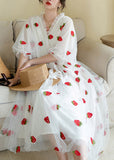 peopleterritory Cute White Patchwork Tulle Maxi Dress Summer TI1022