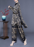 peopleterritory Elegant Oversized Low High Design Print Silk Two Pieces Set Spring LC0410