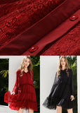 peopleterritory Fashion Black Peter Pan Collar Lace Patchwork Chiffon Holiday Dress Spring LY0253