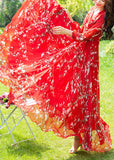 peopleterritory Fine Red Print Slim Chiffon Vacation Long Dresses Long Sleeve LY1775