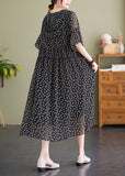 peopleterritory French Black V Neck Hooded Print Chiffon Dress Summer LY1503