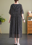 peopleterritory French Black V Neck Hooded Print Chiffon Dress Summer LY1503