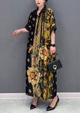 peopleterritory French Colorblock Peter Pan Collar Print Silk Maxi Dresses Summer LY1590