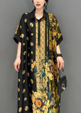 peopleterritory French Colorblock Peter Pan Collar Print Silk Maxi Dresses Summer LY1590