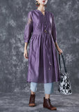 peopleterritory French Purple Cinched Patchwork Hollow Out Silk Party Dress Bracelet Sleeve TA1031