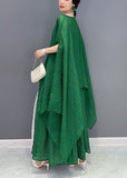 peopleterritory Green Asymmetrical Design Cotton Two Pieces Set Oversized Batwing Sleeve LY1577