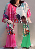 peopleterritory Green Print Chiffon Two Piece Set Women Clothing Drawstring Summer LY1580