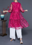 peopleterritory Handmade Rose Ruffled Exra Large Hem Chiffon Party Dress Half Sleeve LY1085