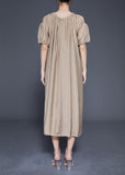 peopleterritory Khaki Cold Shoulder Silk Party Dress Oversized Summer LY1840