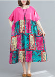 peopleterritory Loose Rose Oversized Patchwork Cotton Long Dresses Summer LY1540