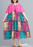 peopleterritory Loose Rose Oversized Patchwork Cotton Long Dresses Summer LY1540