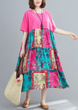 peopleterritory Loose Rose Oversized Patchwork Cotton Long Dresses Summer LY1540