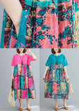 peopleterritory Loose Rose Oversized Patchwork Cotton Long Dresses Summer LY1540