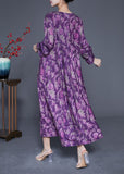 peopleterritory Modern Purple Oversized Print Silk Ankle Dress Spring LY1819