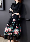 peopleterritory Natural Black Embroideried Patchwork Silk Holiday Dress Spring LY1728