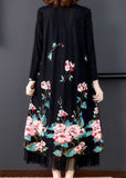 peopleterritory Natural Black Embroideried Patchwork Silk Holiday Dress Spring LY1728