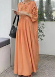 peopleterritory Organic Orange Embroideried Patchwork Cotton Dresses Summer LY1342