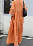 peopleterritory Organic Orange Embroideried Patchwork Cotton Dresses Summer LY1342