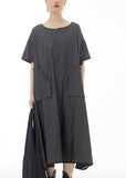 peopleterritory Plus Size Black Patchwork Solid Cotton Long Dress Summer LY1198