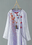 peopleterritory Purple Patchwork Chiffon Dresses Embroideried Chinese Button Spring LY1721