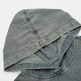 Territory Denim Jeans Patch Pockets Hoodie