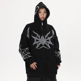 Territory Y2K Spider Embroidery Zip-Up Hoodie